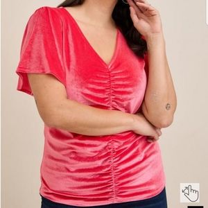 Torrid Velvet Shirred Front Top 1